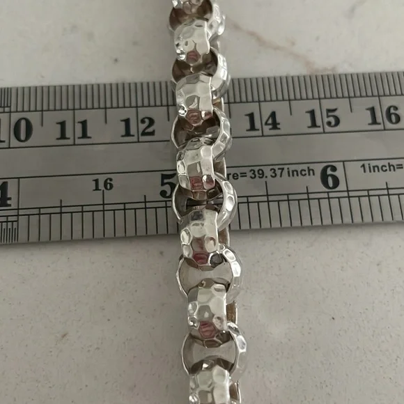 Silpada Hammered Sterling Silver Rolo Link Bracelet B1610 - Picture 9 of 11